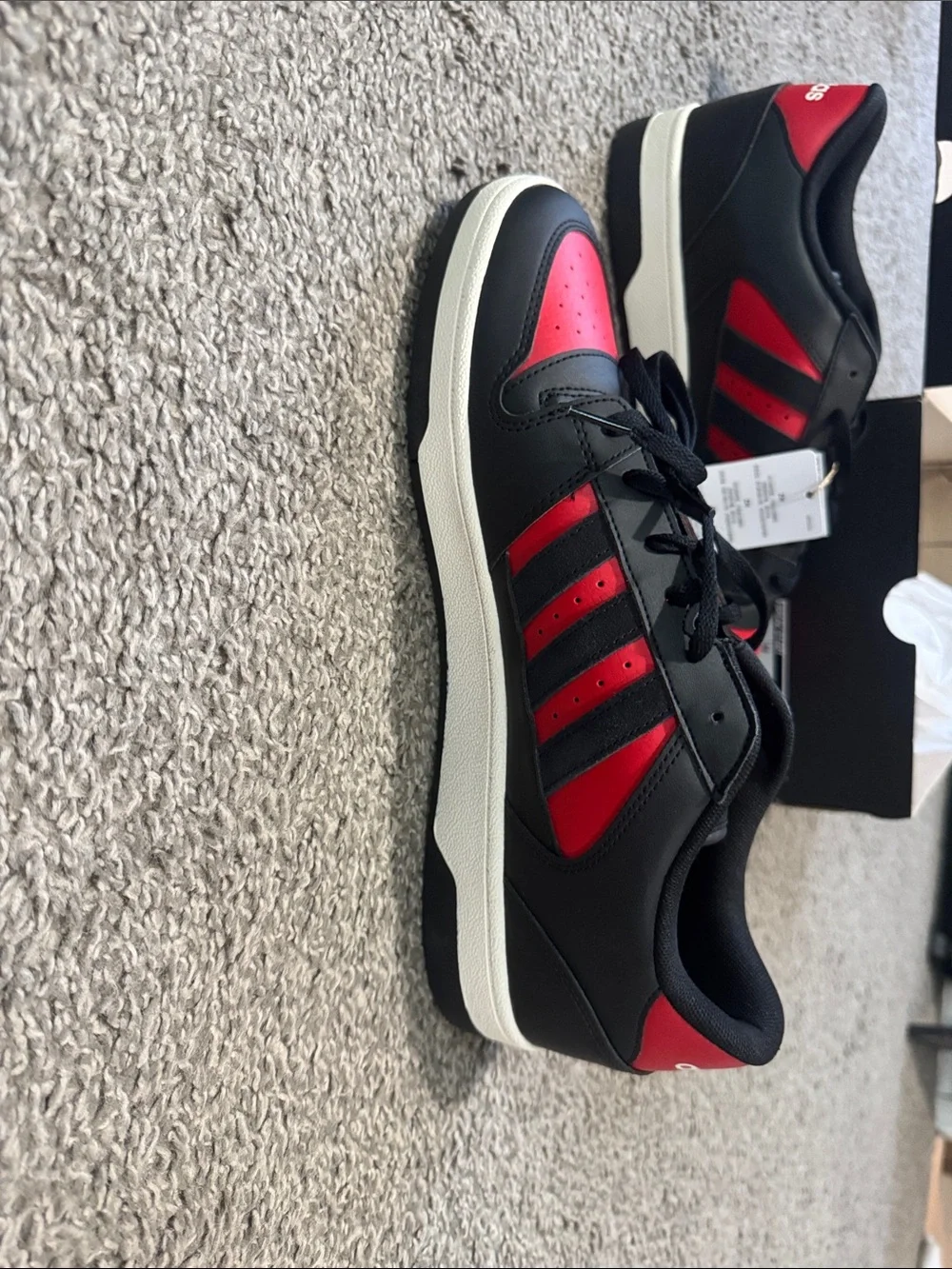 Men's Adidas Black and Red Court-Inspired Sneakers- Size 13